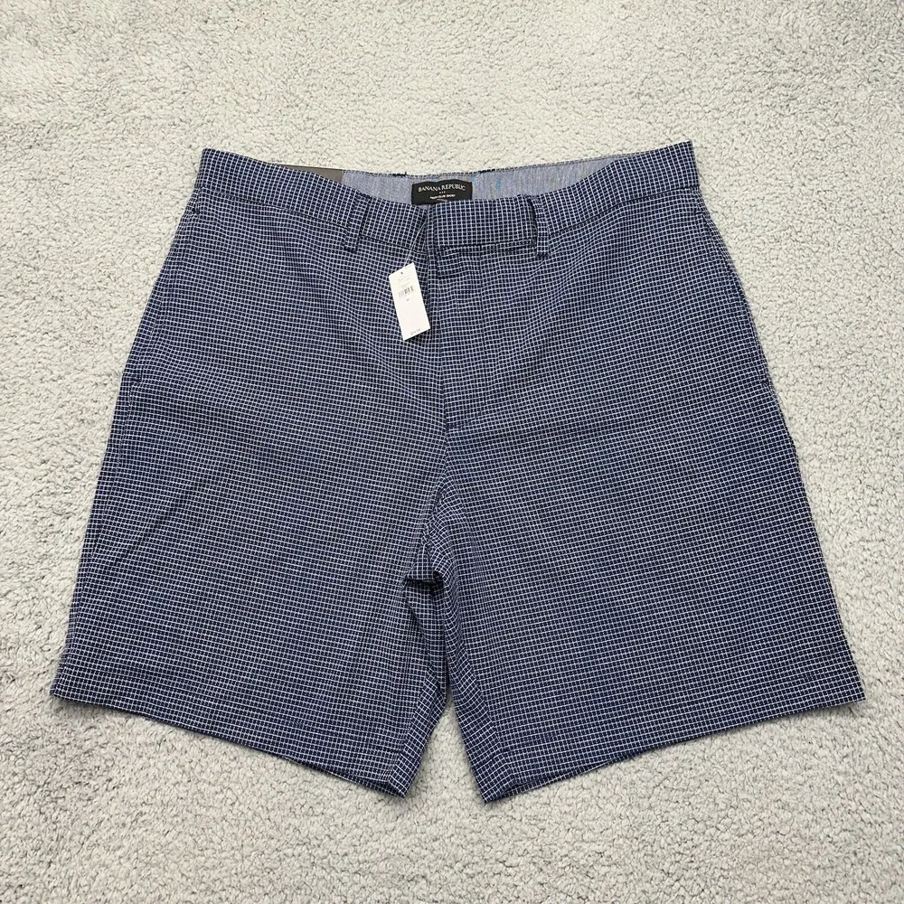 NWT Banana Republic Men's SIZE 35 Multicolor Plaid Flat Front Aiden Club Shorts
